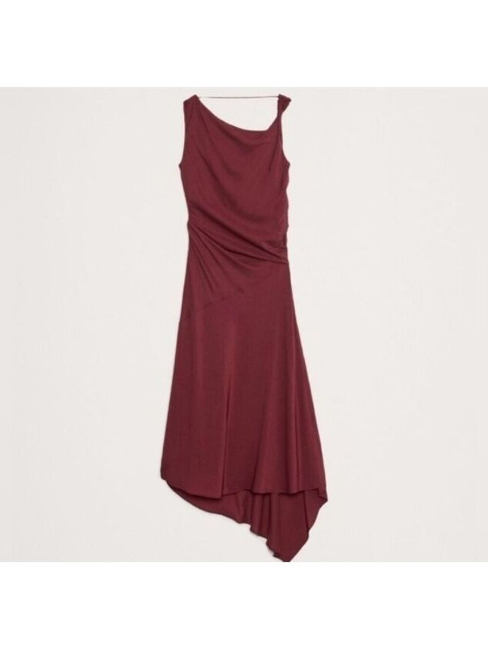 Banana Republic Crepe Twist-Shoulder Dress maroon burgundy red - Picture 4 of 4